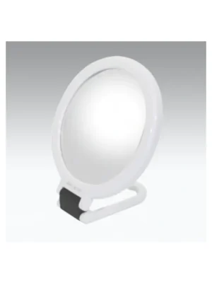 Specchio Bifacciale14cm Con Manico Pieghevole Ingrandimento x3 Colore Bianco
